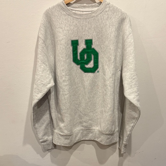 Blue 84 Other - University of Oregon Ducks Blue 84 Light Gray Crewneck Sweater with Green Logo